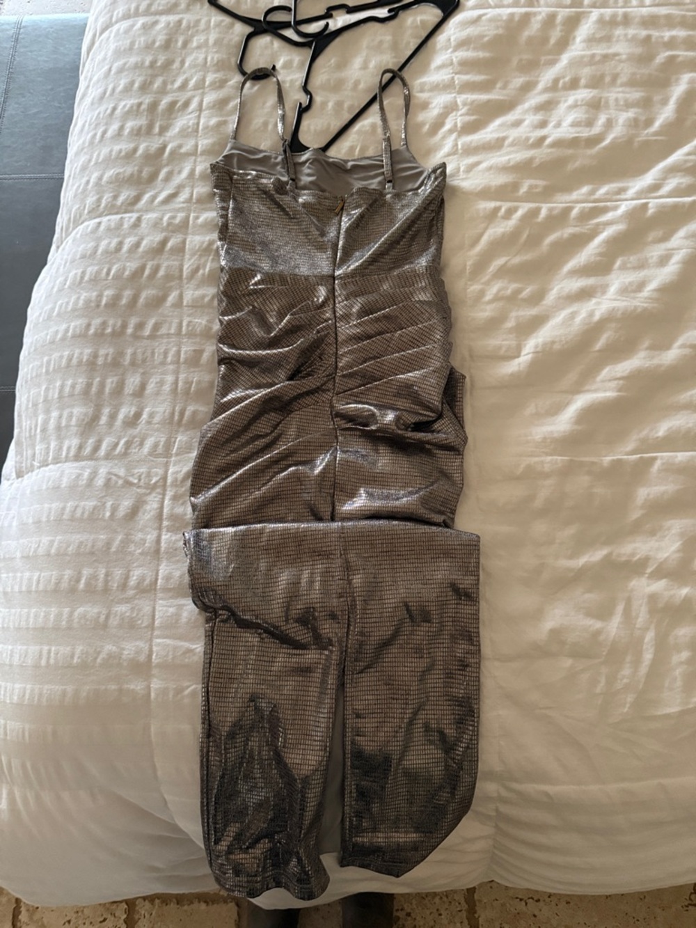 JLUXLABEL Metallic Silver Ruched Mini Dress - Picture 6 of 6